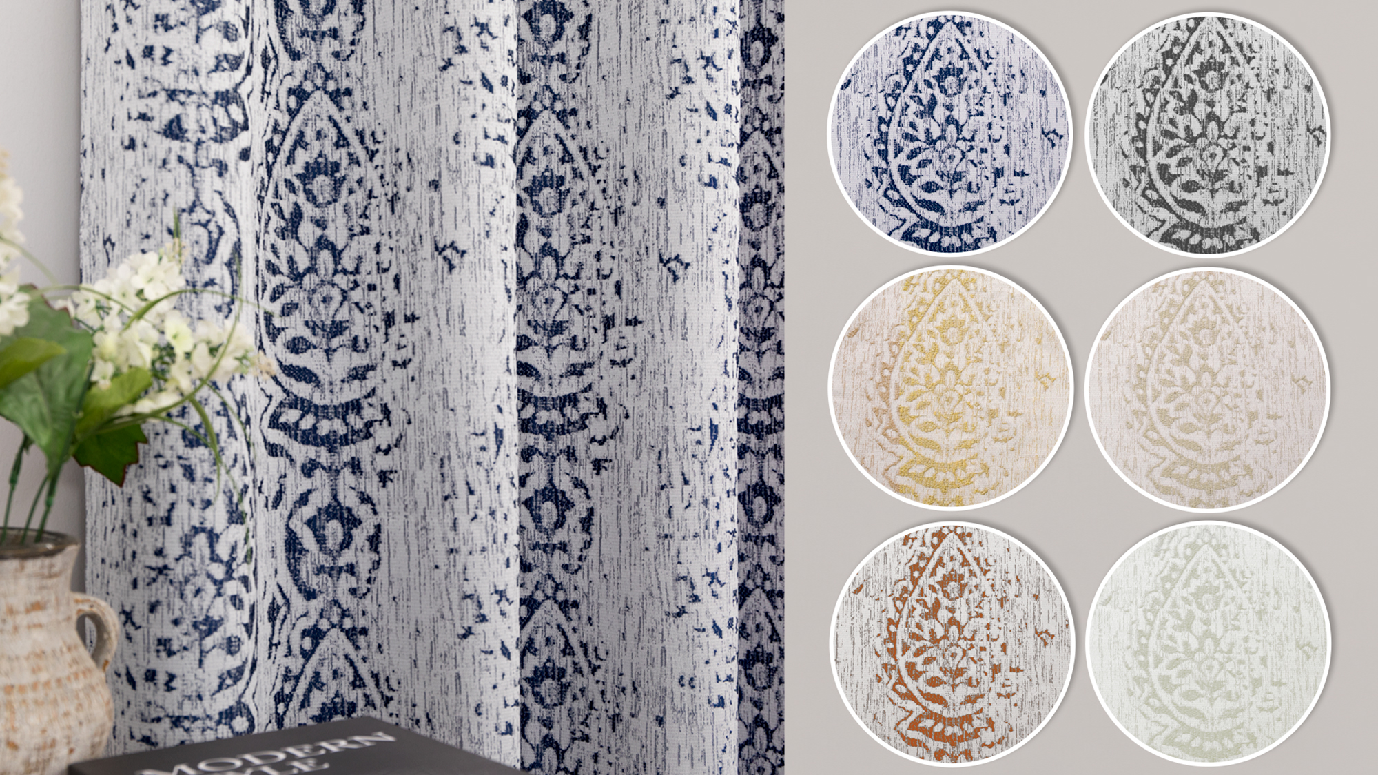 Amazon.com: 84 Inch Length Navy Blue Pattern Curtains for Living